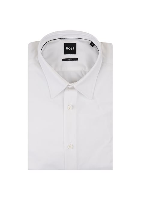 Slim Fit Shirt In White Technical Jersey BOSS | 50513550100