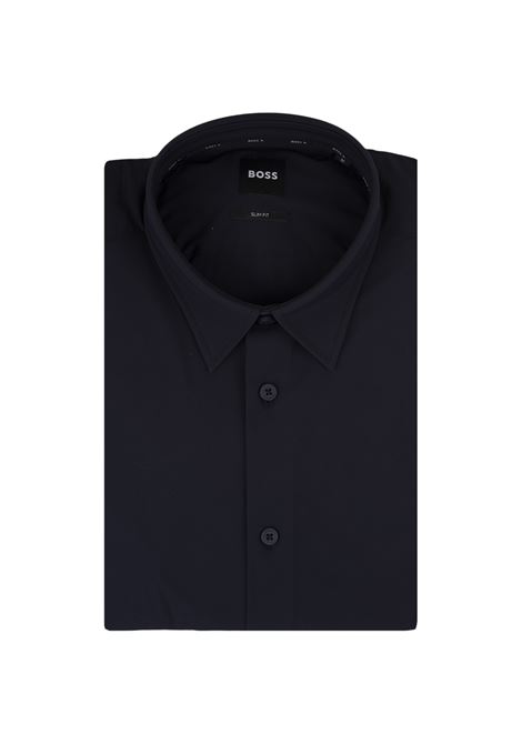 Slim Fit Shirt In Blue Technical Jersey BOSS | 50513550404
