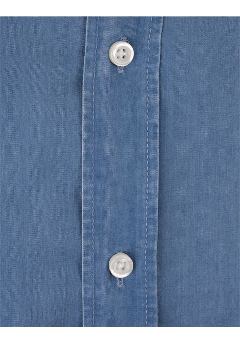 Blue Chambray Shirt With Button-Down Collar BOSS | 50513728437