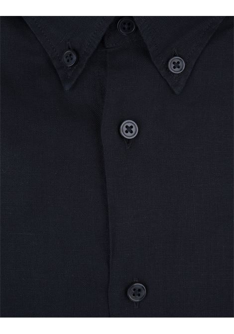 Regular Fit Shirt In Blue Linen With Button-Down Collar BOSS | 50513849404