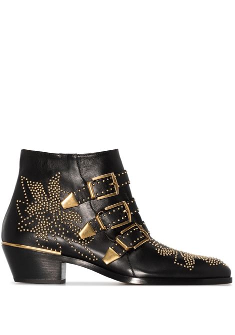 Susanna Ankle Boots In Black and Gold CHLOÉ | C16A134750ZY