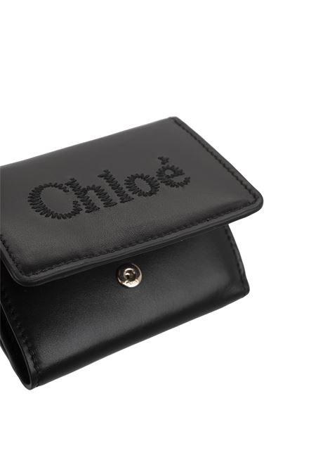 Chlo? Sense Mini Tri-Fold Wallet In Black Soft Leather CHLOÉ | C23AP875I10001