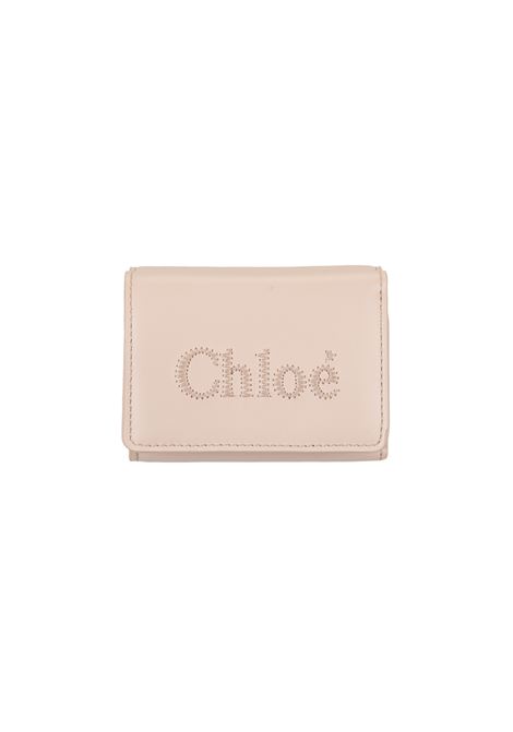Portafoglio Tri-Fold Chloé Sense Mini In Pelle Morbida Cement Pink CHLOÉ | C23AP875I106J5