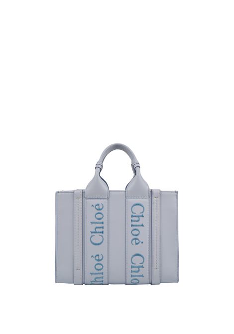 Woody Small Shopping Bag In Graceful Blue Leather CHLOÉ | C23US397I6049V