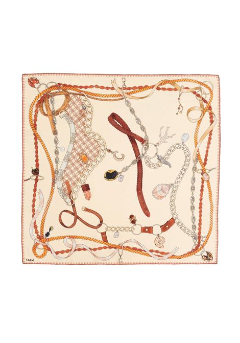 Quiet Beige Printed Silk Scarf CHLOÉ | C24ST016SE1295