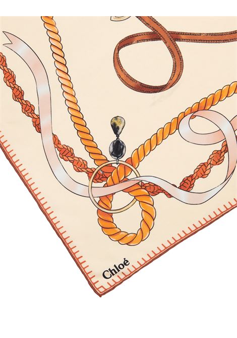 Quiet Beige Printed Silk Scarf CHLOÉ | C24ST016SE1295