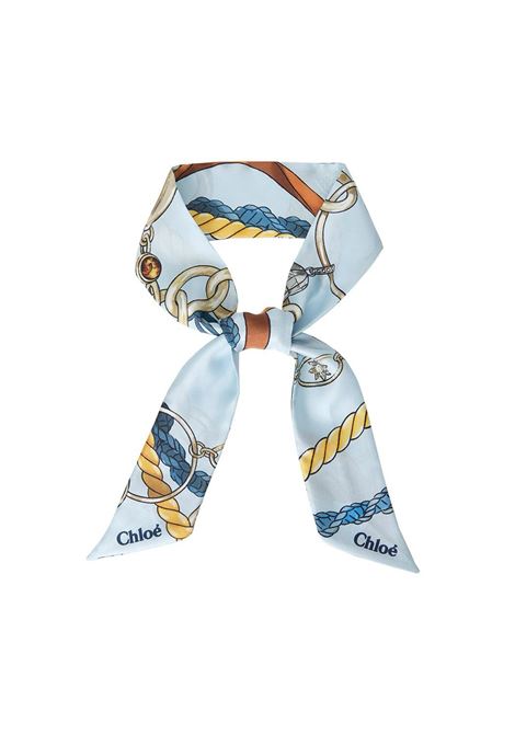 Silky Blue Printed Silk Scarf CHLOÉ | C24ST017SE1472