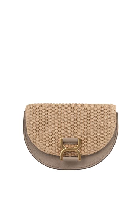 Marcie Mini Raffia Flap Bag In Mud Leather CHLOÉ | C24UP847N5624P