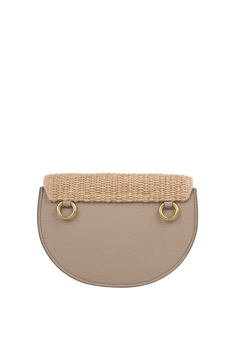 Marcie Mini Raffia Flap Bag In Mud Leather CHLOÉ | C24UP847N5624P