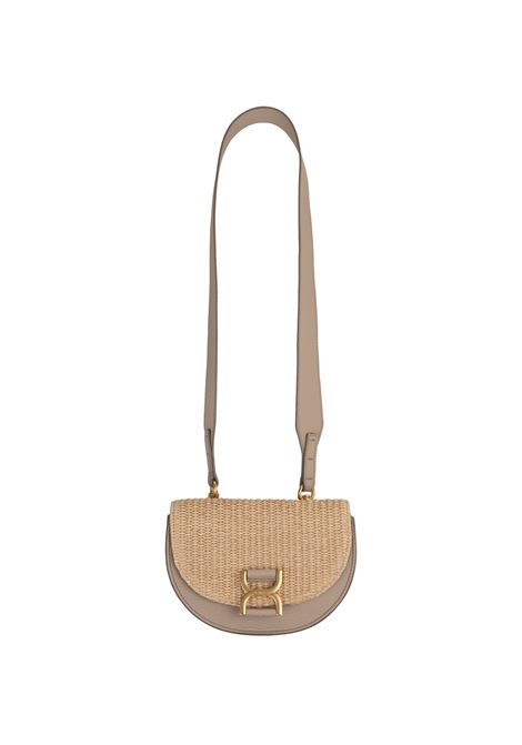 Marcie Mini Raffia Flap Bag In Mud Leather CHLOÉ | C24UP847N5624P