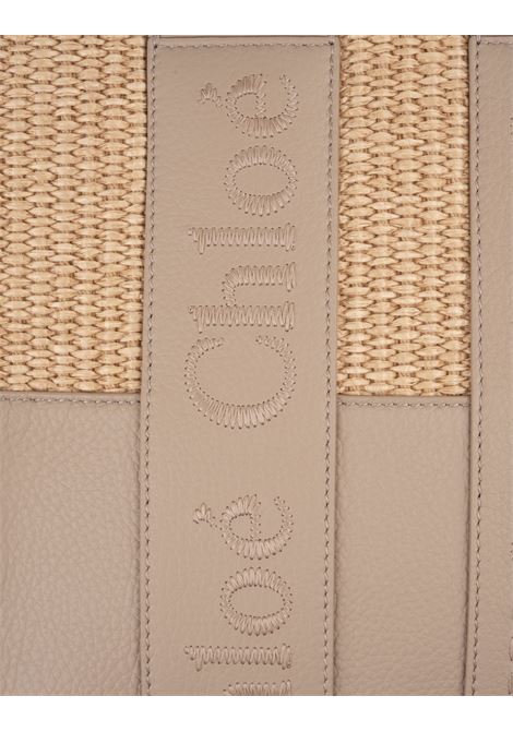 Borsa Tote Woody Piccola In Pelle e Rafia Con Logo Ricamato CHLOÉ | C24US397M94083