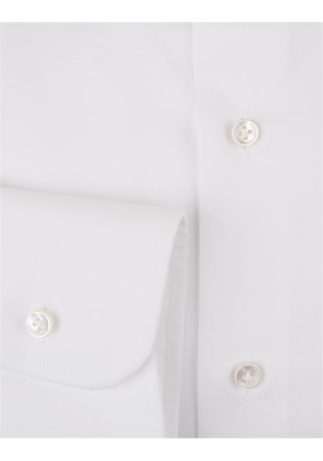 White Linen and Cotton Classic Shirt BARBA | I1U13P0140200.U0001