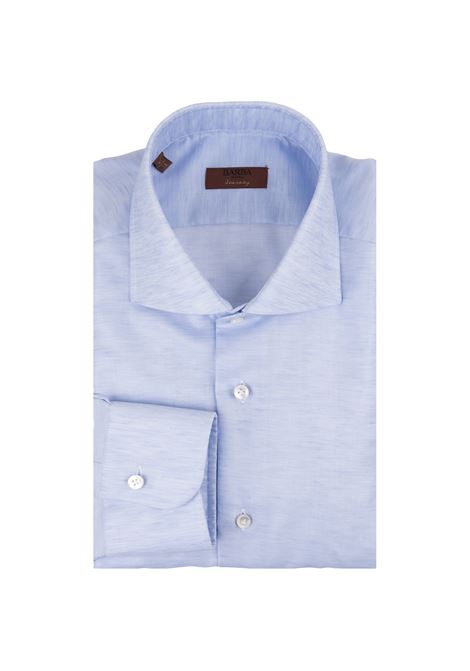 Light Blue Linen and Cotton Classic Shirt BARBA | I1U13P0140200.U0002