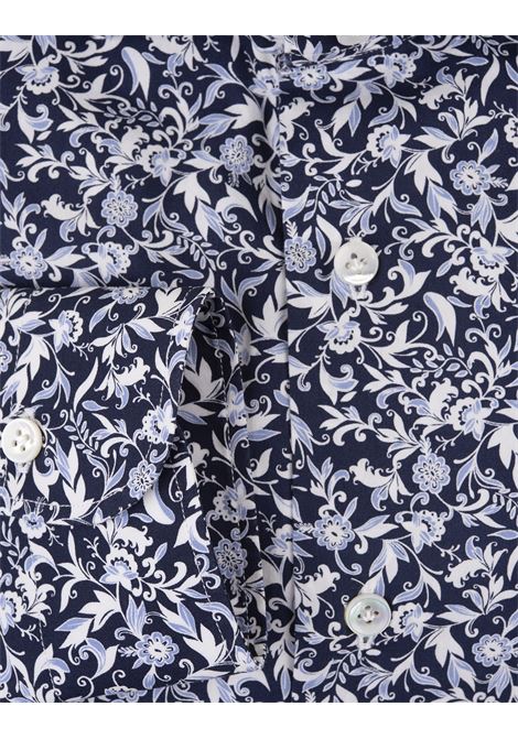 Blue Cotton Shirt With Floral Print BARBA | K1U13P0140015.U0001