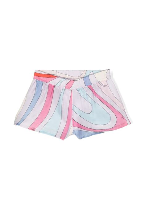 Shorts With Light Blue/Multicolour Iride Print EMILIO PUCCI JUNIOR | PU6059-K0146105MC