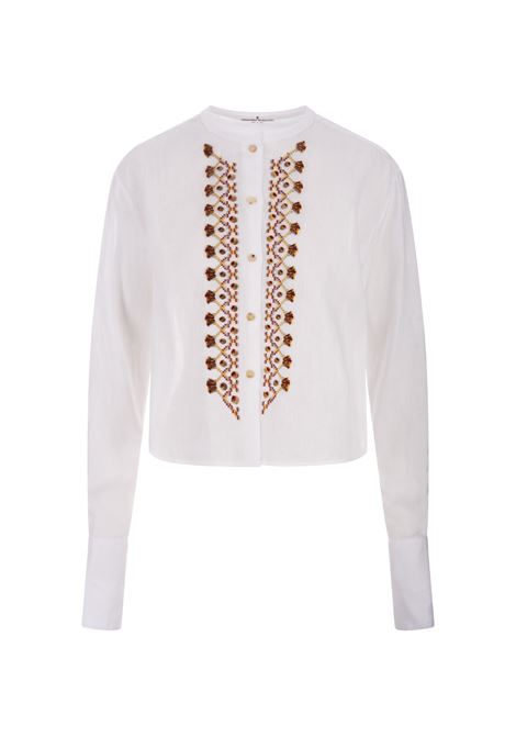 White Linen Shirt With Ethnic Embroidery ERMANNO SCERVINO | D442K711HLN10601