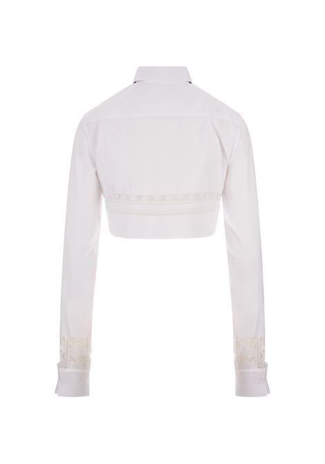 White Cropped Poplin Shirt With Valencienne Lace ERMANNO SCERVINO | D442K744BQP10601
