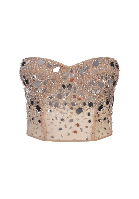 Nude Tulle Bustier Top With Degrad? Crystal Applications ERMANNO SCERVINO | D442L708APQXSB4459
