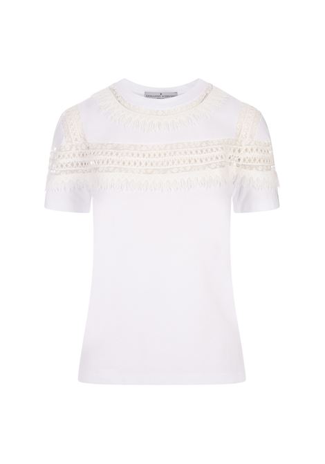 White T-Shirt With Macram? Lace ERMANNO SCERVINO | D442L737DUX10601