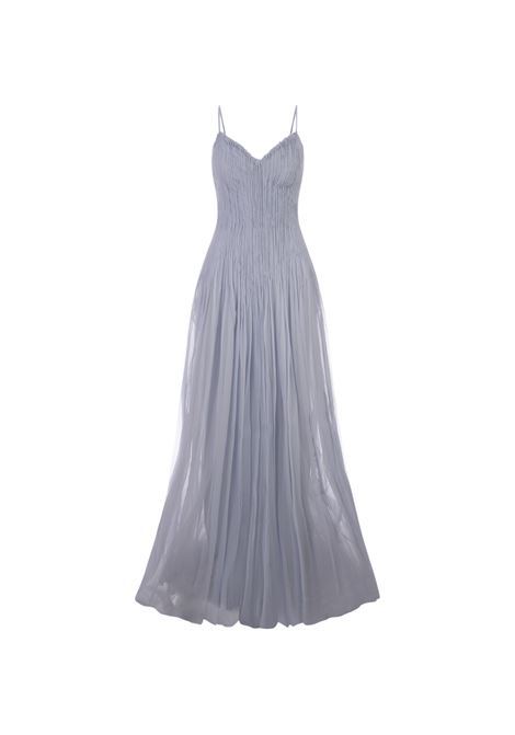 Long Sleeveless Dress In Light Blue Creponne Chiffon ERMANNO SCERVINO | D442Q710FDQEL44110
