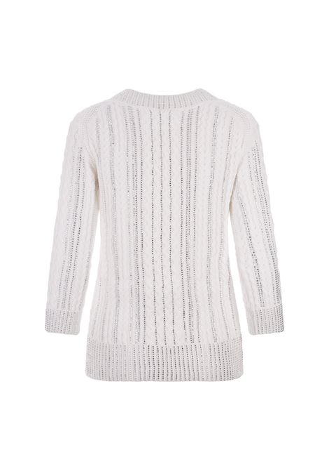 White Sweater With Braids and Crystals ERMANNO SCERVINO | D445M327CTHZF10601