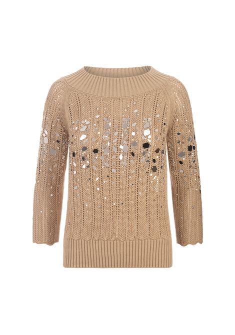 Beige Sweater With Mirror Embroidery Jewellery ERMANNO SCERVINO | D445M711RJGP51116