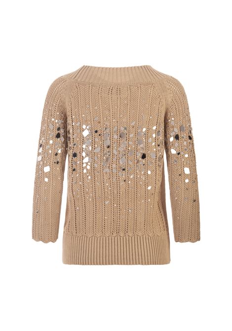 Beige Sweater With Mirror Embroidery Jewellery ERMANNO SCERVINO | D445M711RJGP51116