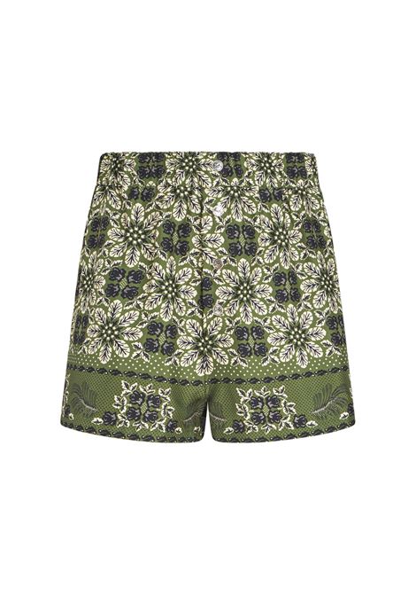 Shorts In Seta Verde Con Stampa Medaglioni ETRO | MREB0007-99SP158X0890