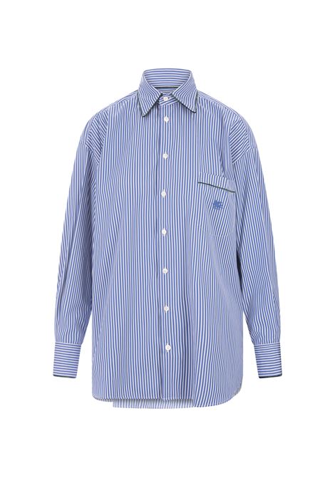 Blue Striped Over Shirt With Logo and Contrast Piping ETRO | WRIA0028-99TR564S8462