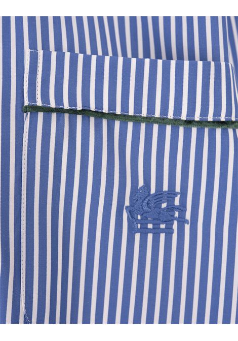 Camicia Over a Righe Blu Con Logo e Piping a Contrasto ETRO | WRIA0028-99TR564S8462