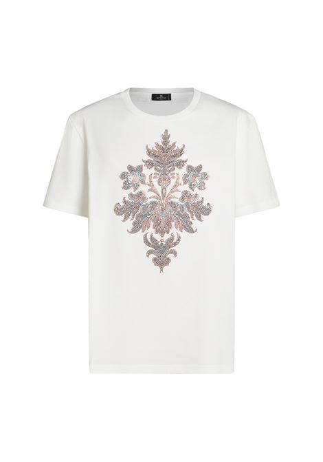 T-Shirt Bianca Con Ricamo di Perline ETRO | WRJB0006-AR002W0111