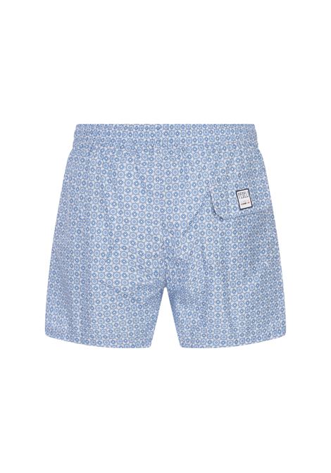 Light Blue Swim Shorts With Flower Pattern FEDELI | 00318-C101135