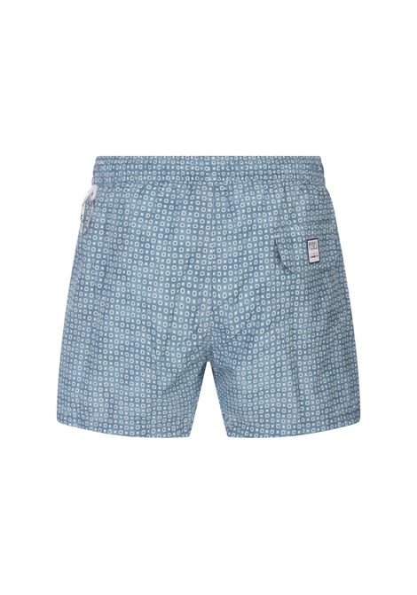 Teal Blue Swim Shorts With Micro Pattern FEDELI | 00318-I1753611