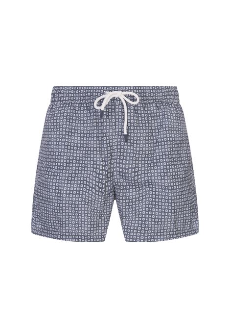 Grey-Blue Swim Shorts With Micro Pattern FEDELI | 00318-I175368