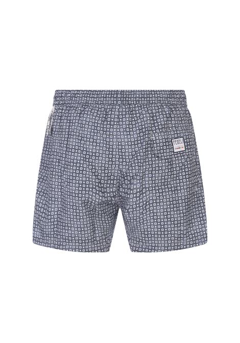 Swim Shorts Grigio-Blu Con Micro Pattern FEDELI | 00318-I175368