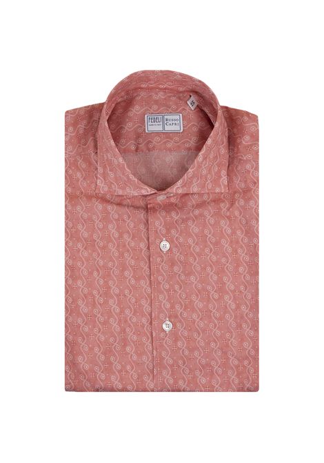 Camicia Sean Panamino Rosso Con Micro Pattern FEDELI | 00512-C099284