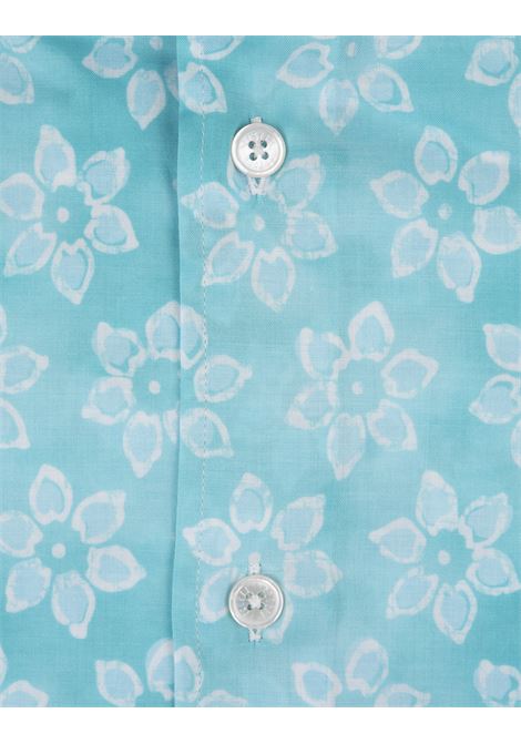 Camicia Sean Panamino Celeste Con Pattern Floreale FEDELI | 00512-C099941