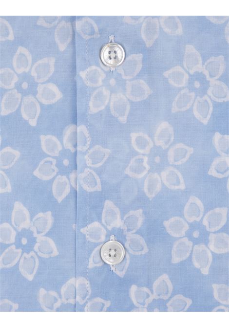Camicia Sean Panamino Azzurra Con Pattern Floreale FEDELI | 00512-C099948