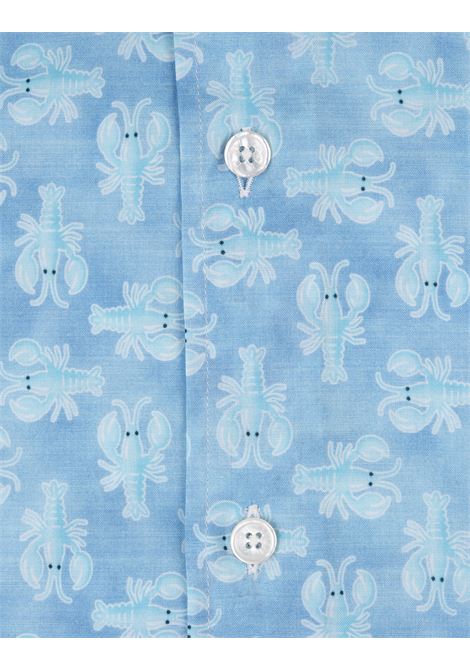 Camicia Sean Panamino Azzurra Con Pattern Aragoste FEDELI | 00512-C101247