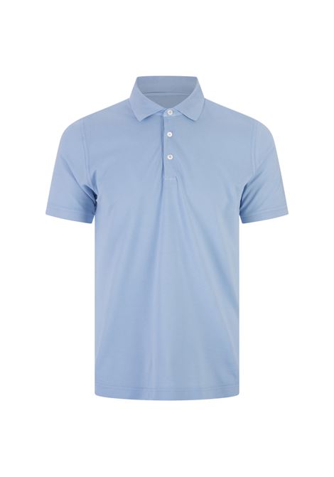 Sky Blue Light Cotton Piquet Polo Shirt FEDELI | 0108219