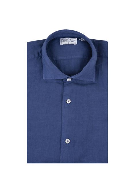 Blue Linen Classic Shirt FEDELI | 0501191