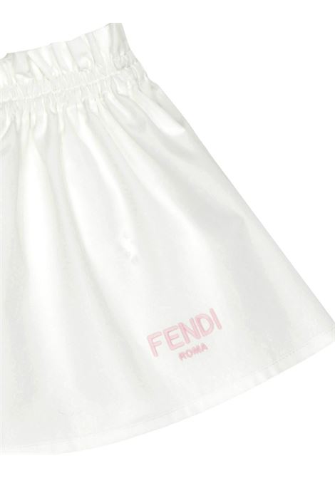 White Flared Skirt With Pink Logo FENDI KIDS | BFE037-AEXZF0TU9