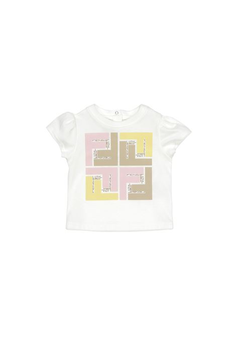 White T-Shirt With Macropuzzled Logo FENDI KIDS | BFI157-7AJF14OS
