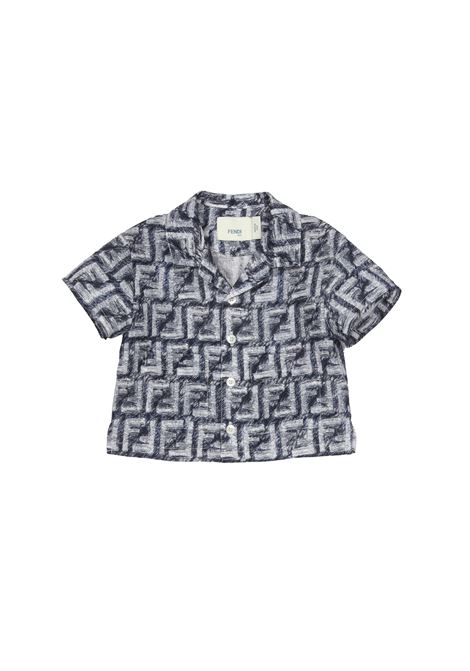 Bowling Shirt With Blue Monogram Motif FENDI KIDS | BMC076-AQTQF04V6