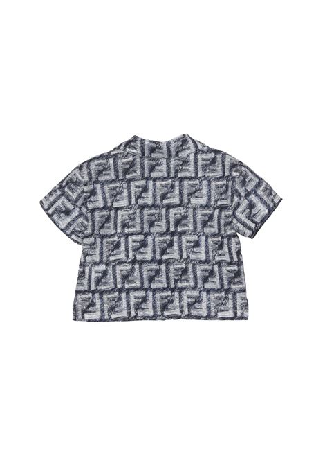 Bowling Shirt With Blue Monogram Motif FENDI KIDS | BMC076-AQTQF04V6