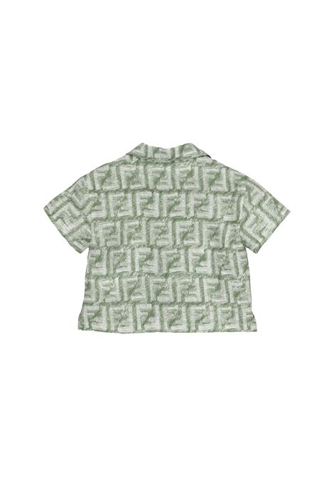 Bowling Shirt With Green Monogram Motif FENDI KIDS | BMC076-AQTQF1MTQ