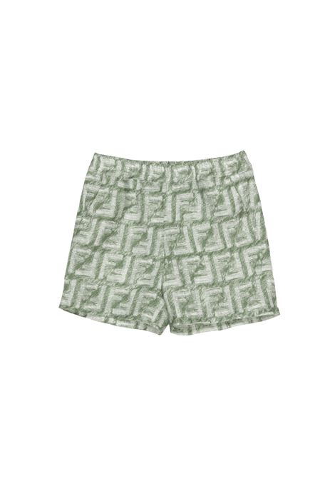 Shorts With Green Monogram Motif FENDI KIDS | BMF225-AQTQF1MTQ