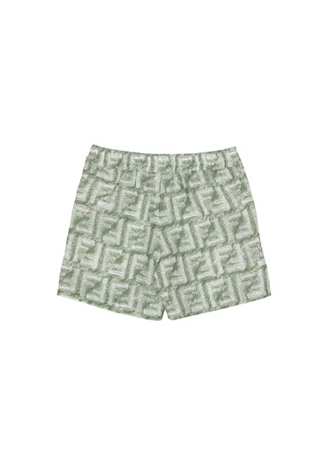 Shorts With Green Monogram Motif FENDI KIDS | BMF225-AQTQF1MTQ