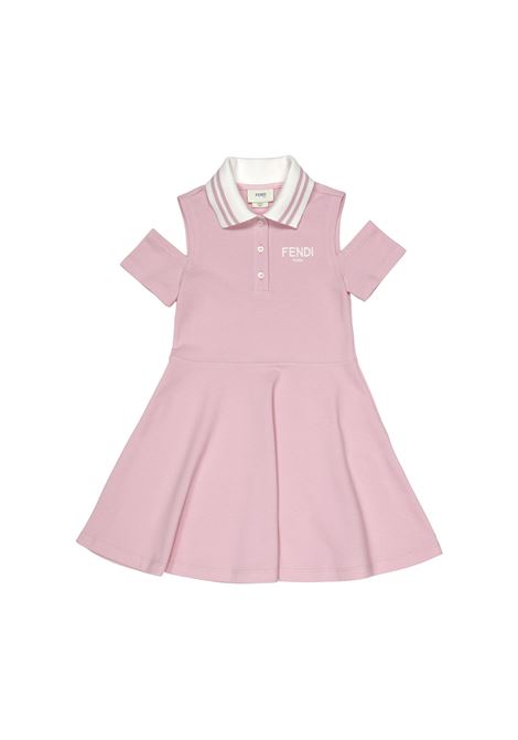 Pink Polo Dress With Logo and Cut-Out FENDI KIDS | JFB644-AVPF0QE5