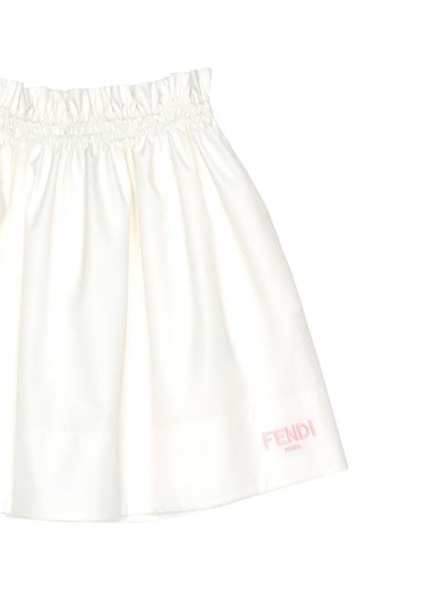 White Flared Skirt With Pink Logo FENDI KIDS | JFE135-AEXZF0TU9